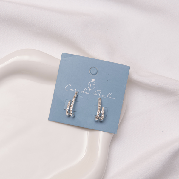 Brinco Ear Hook 2 Fios Separados Crav Cristal 
