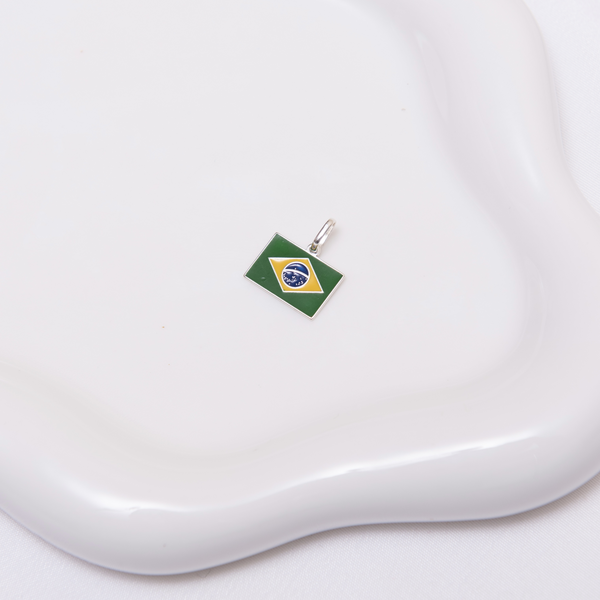 Pingente Pend Bandeira do Brasil Esmaltada