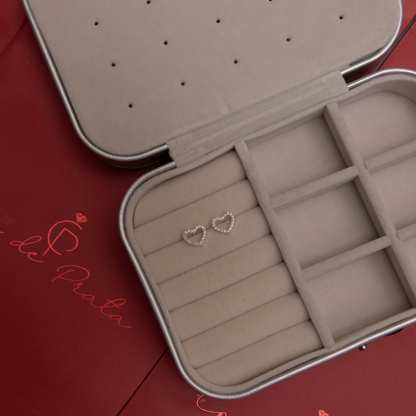 Brinco Coração Vazado Crav Cristal 1 cm
