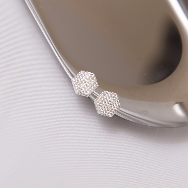 Brinco Luxo Hexágono Crav Cristal
