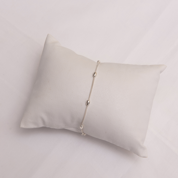 Pulseira Grumet Fina com Bolas Azeitona 19 cm