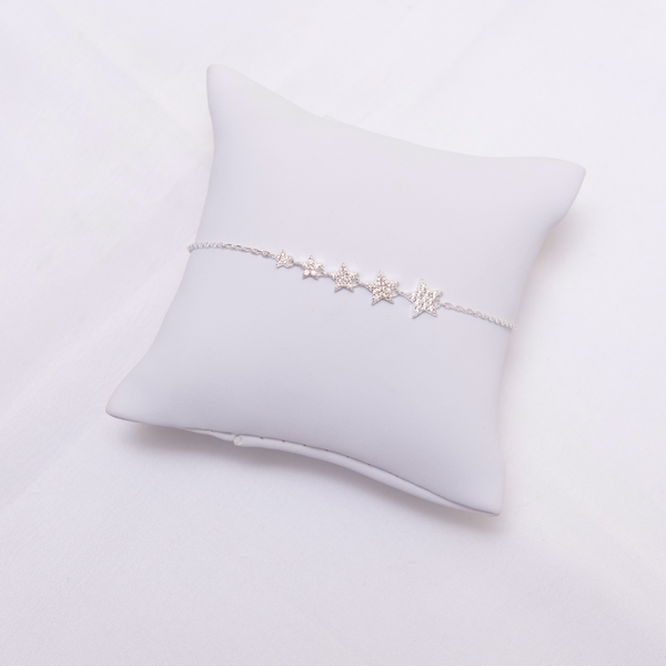 Pulseira Elos Entremeio 5 Estrelas Cheias Crav Cristal Decrescentes 