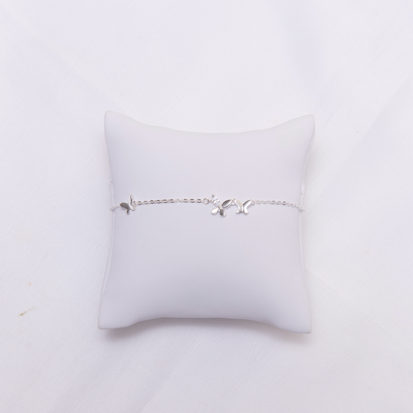 Pulseira Elos Entremeio 3 Borboletas Lisas Dobradas c 1 Zircônia Navete Asa