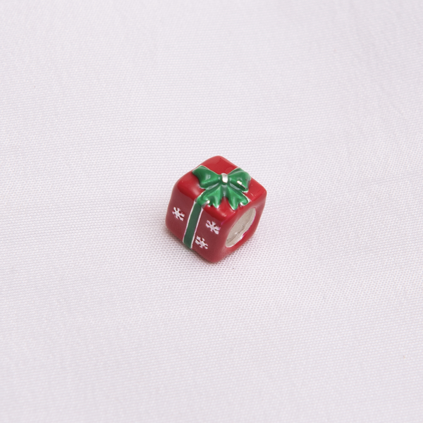 Berloque Separador Presente Natal Vermelho Esmaltado